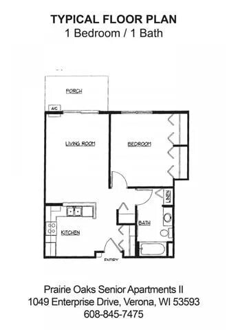 Floor Plan - 1 Bed/ 1 Bath