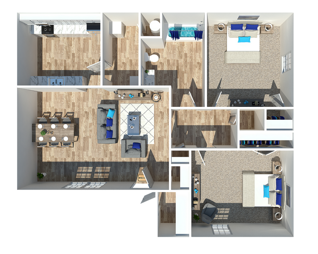 Two Bedroom One Bathroom - 2 Bedroom 1 Bath