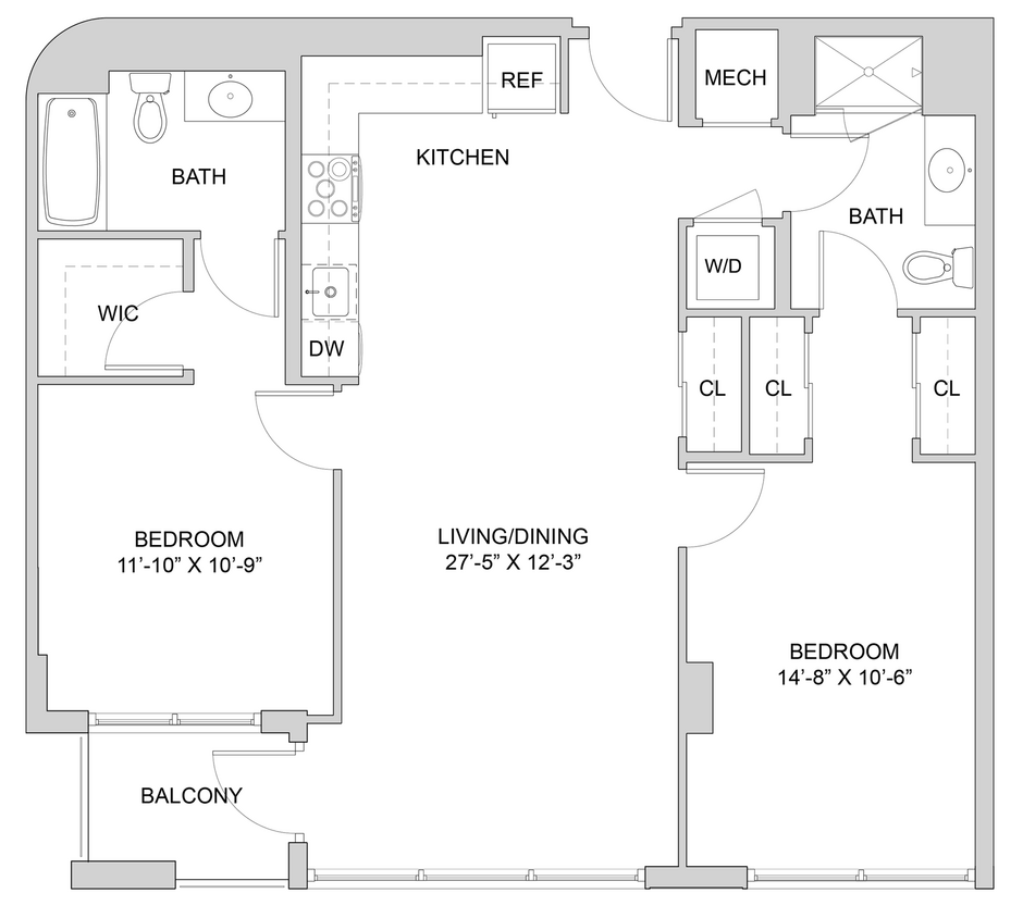 Floor Plan - 2 Bed_2 Bath-A1_2BR_L