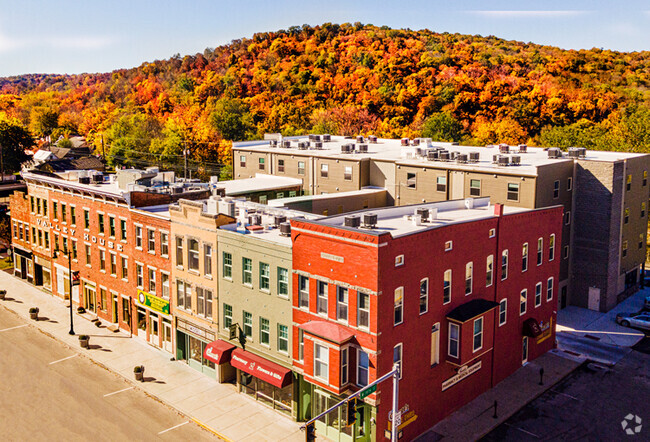 Aerial View of Historic & Annex Building - Valley House Flats 55 Year and Older Rental