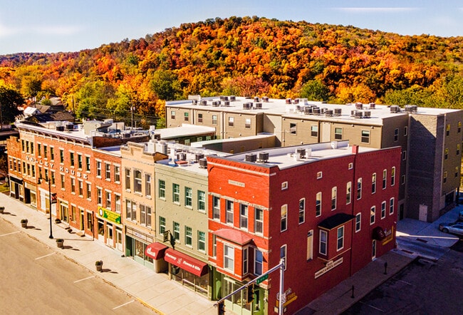 Aerial View of Historic & Annex Building - Valley House Flats 55 Year and Older Apartments