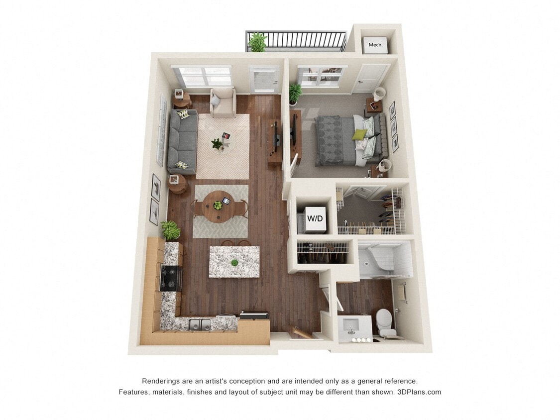 Floor Plan - One Bedroom G - 50%