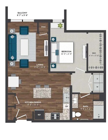 B10 | 1x1 | 813 sq ft - B10