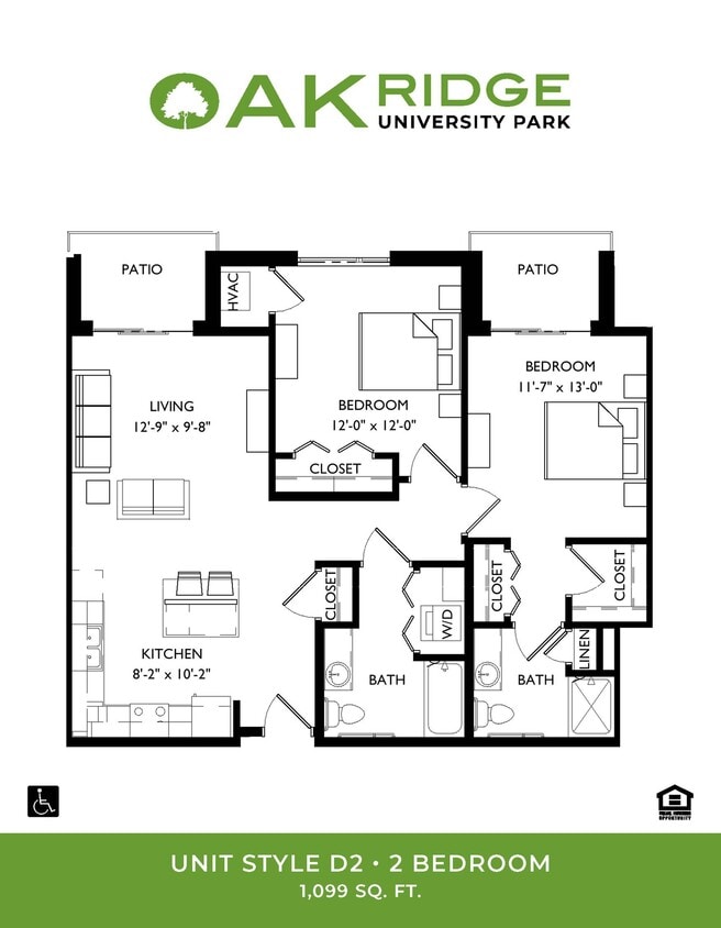2 Bedroom, 2 Bathroom - D2
