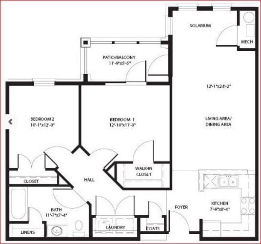 Floor Plan - 2 Bedroom / Balcony