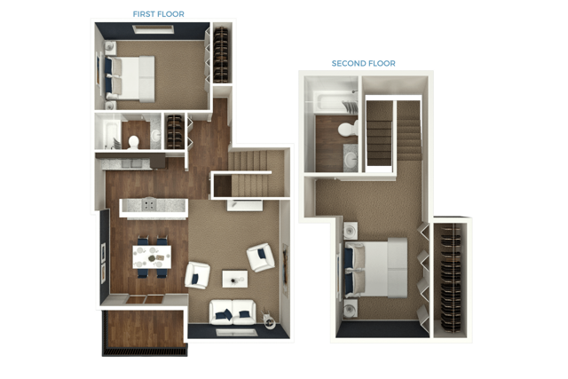 Two Bedroom Two Bathroom Large - Two Bedroom Two Bathroom Large