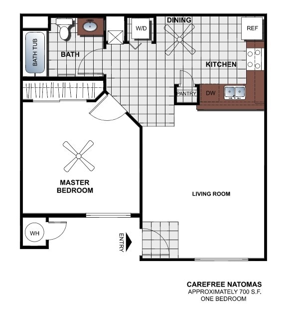Large 1BR, 1BA - 700 SF - 1B/1Bath (med)
