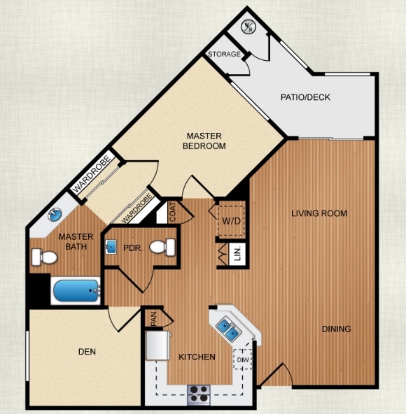 1BR/1.5BA - 1 Bedroom Den