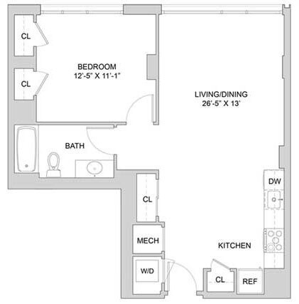 Floor Plan - 1 Bed_1 Bath-A1_1BR_F