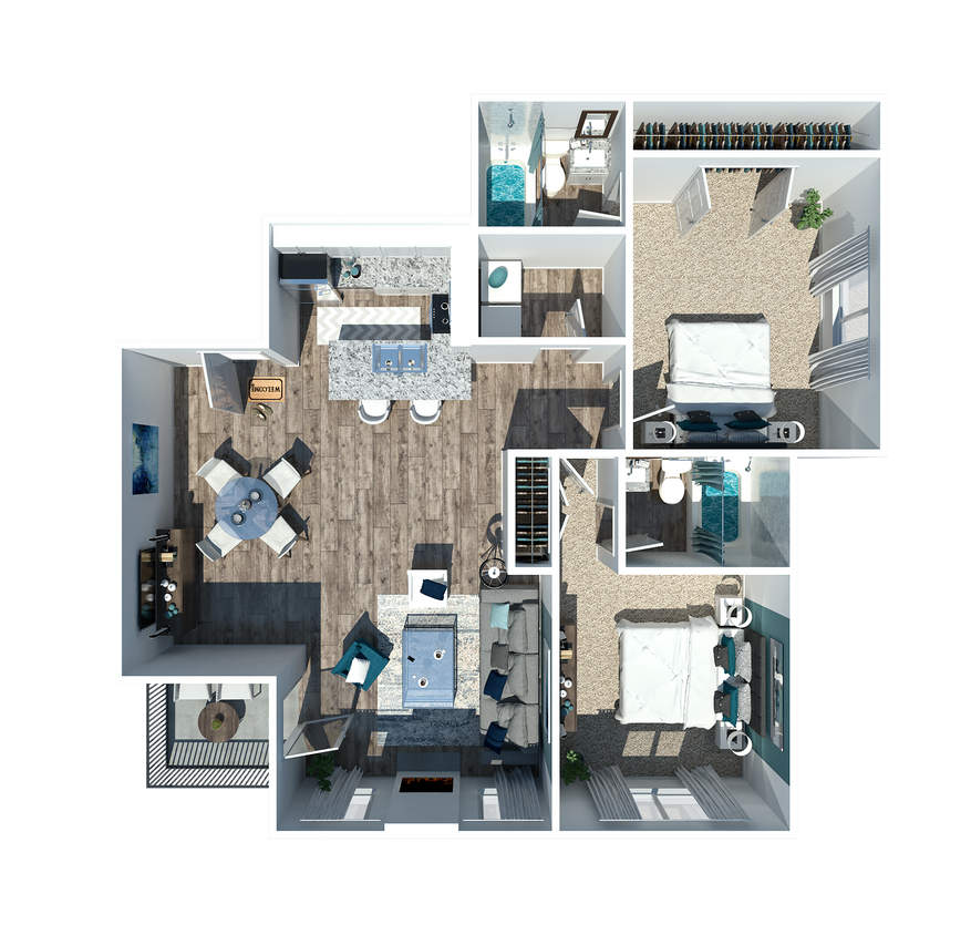 2 Bedroom 2 Bathroom 1106 Square Feet - 2 Bedroom 2 Bathroom