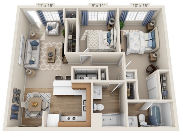Floor plans are artist’s rendering. All dimensions are approximate. Actual product and specifications may vary in dimension or detail. Not all features are available in every apartment. Prices and availability are subject to change. - Dylan