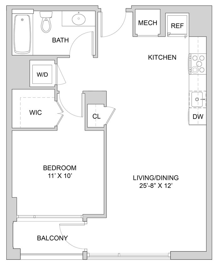 Floor Plan - 1 Bed_1 Bath-A1_1BR_A