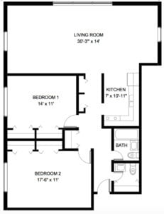 Floor Plan - 2 Bed, 1.5 Bath
