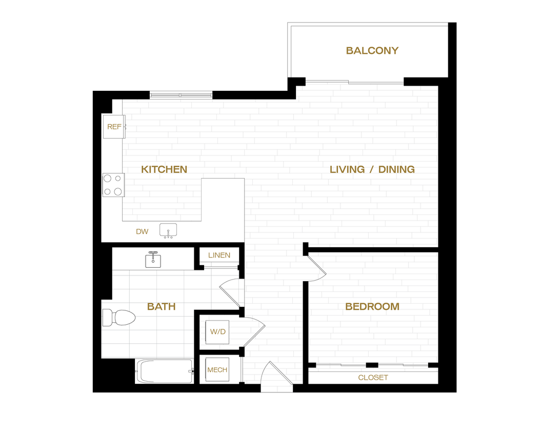 Floor Plan - 1 Bed/1 Bath-A14