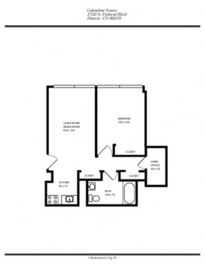 Floor Plan - One Bedroom One Bath