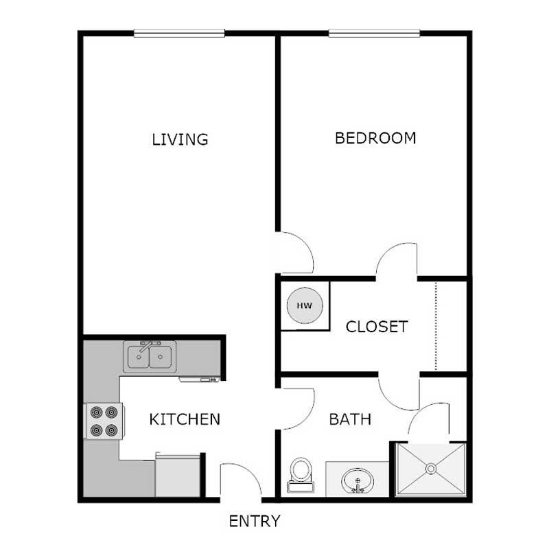 Floor Plan - 1 Bedroom 1 Bathroom