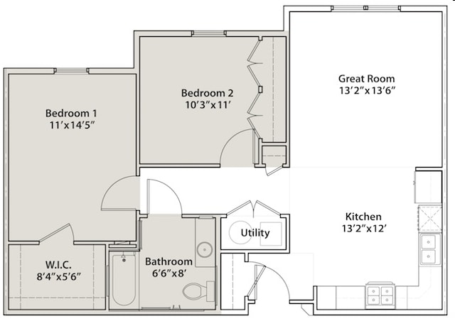 2BR/1BA - Apartment 2 Bedroom