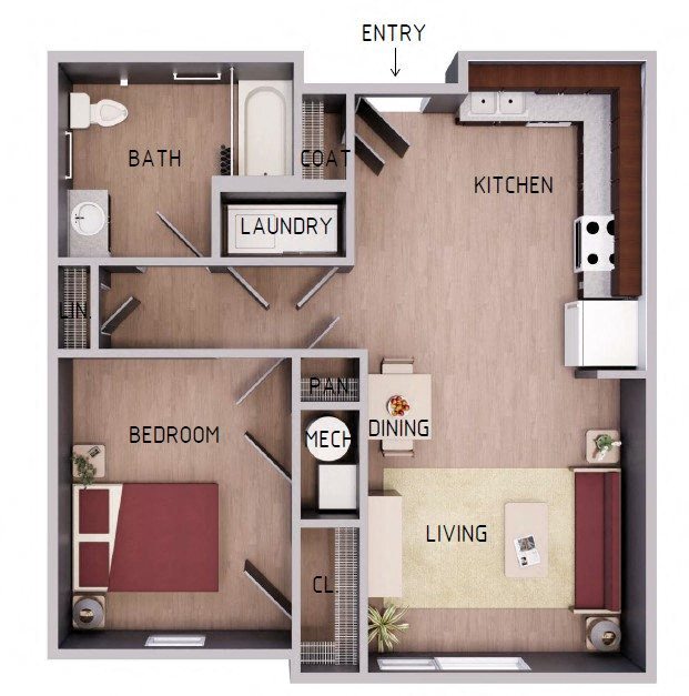 Floor Plan - One Bedroom