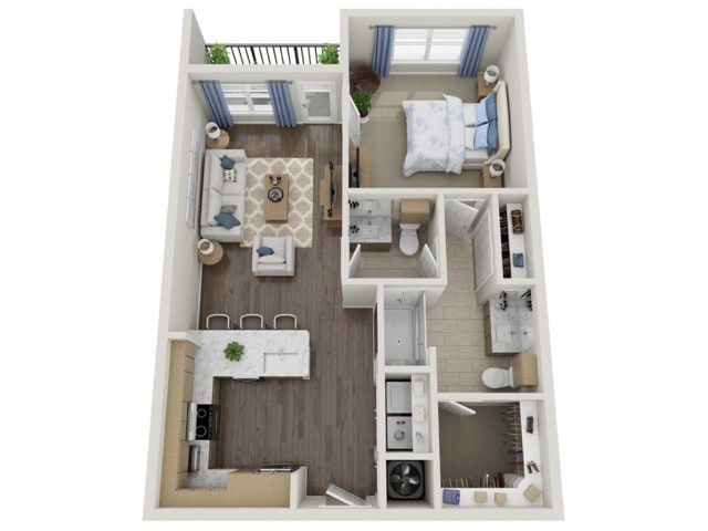 Floor plans are artist’s rendering. All dimensions are approximate. Actual product and specifications may vary in dimension or detail. Not all features are available in every apartment. Prices and availability are subject to change. - B1