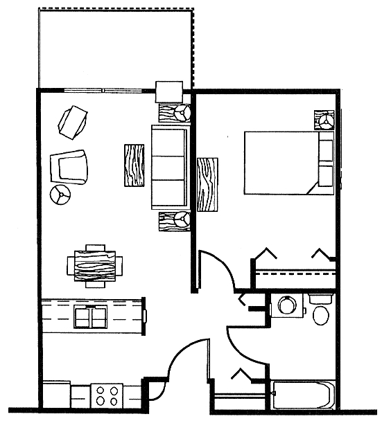 Patio Option - 1 Bedroom w/ Patio Option