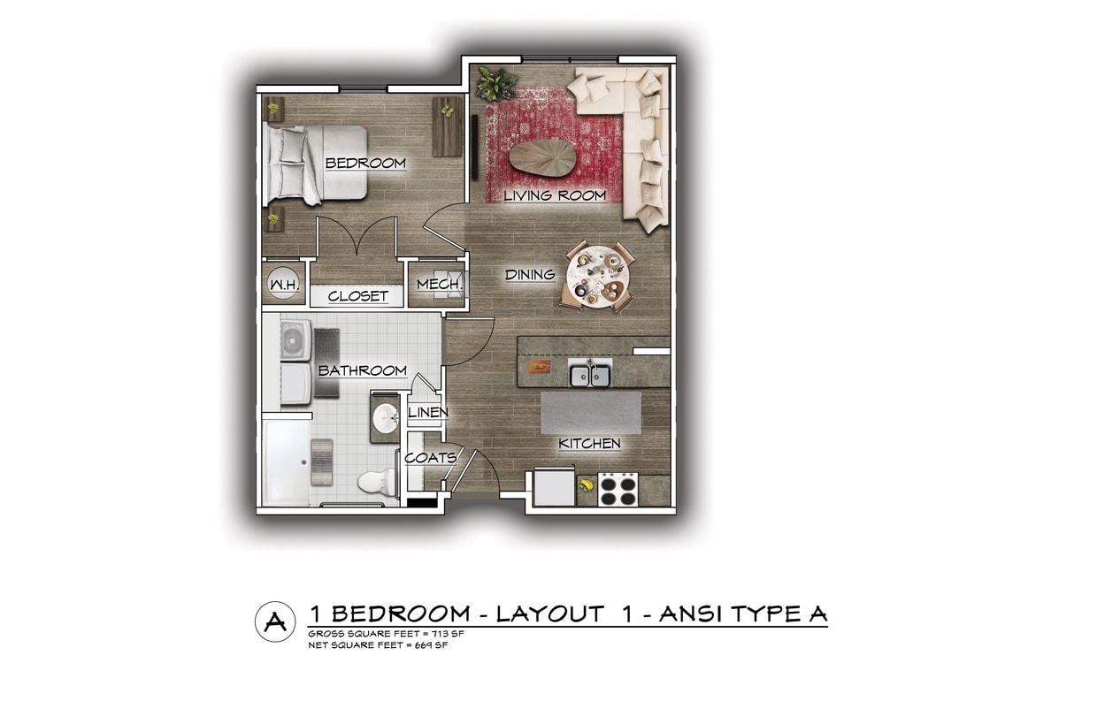 Floor Plan - 1 Bedroom