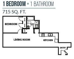 Floor Plan - One Bedroom Apartment