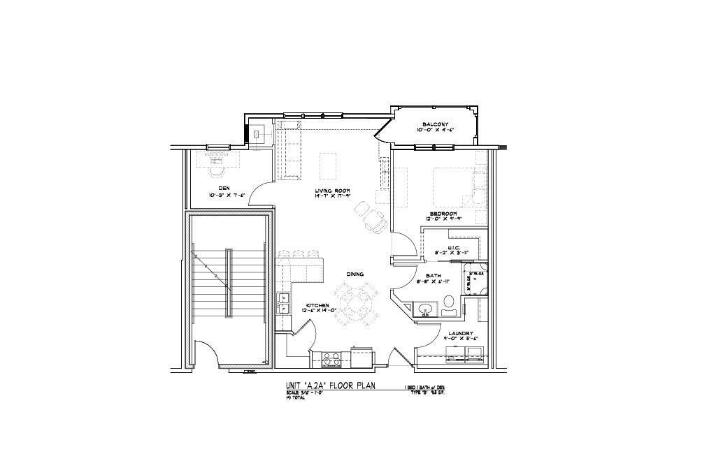 Floor Plan - 1 bedroom 1 bathroom plus den