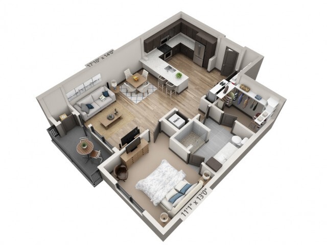 Floor plans are artist’s rendering. All dimensions are approximate. Actual product and specifications may vary in dimension or detail. Not all features are available in every apartment. Prices and availability are subject to change. - A6