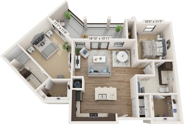 B2 | 2x2 | 1055 sq ft - B2