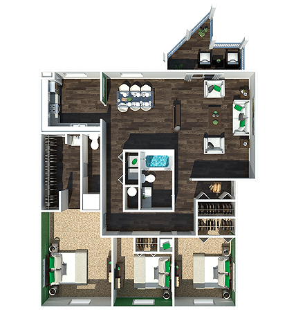 Three Bedroom | 1 Bathroom - 3 Bedroom | Two Bathroom