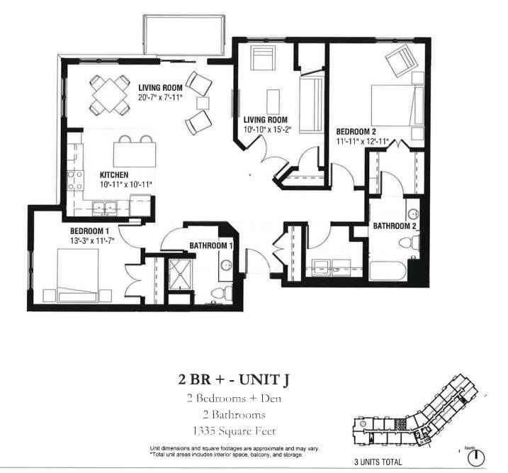 2 BR - Unit J - 2 Bedroom + Den