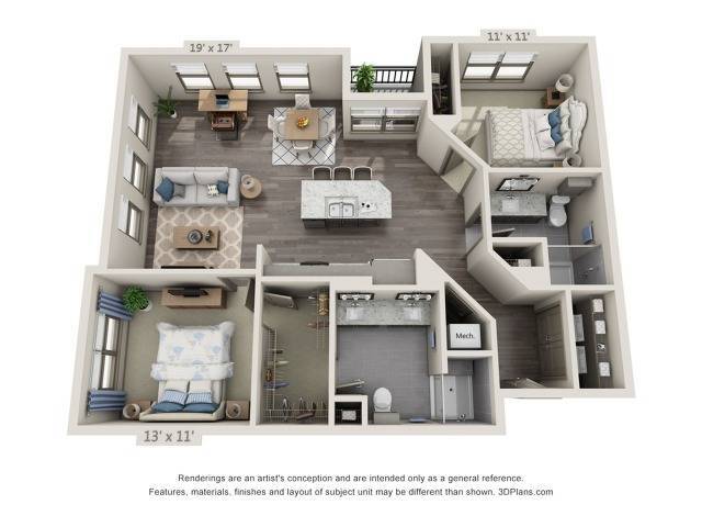 Floor plans are artist’s rendering. All dimensions are approximate. Actual product and specifications may vary in dimension or detail. Not all features are available in every apartment. Prices and availability are subject to change. - Presley