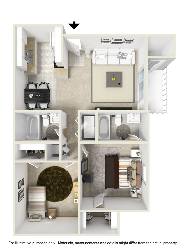 Floor Plan - 2 bdrm/2 bath A