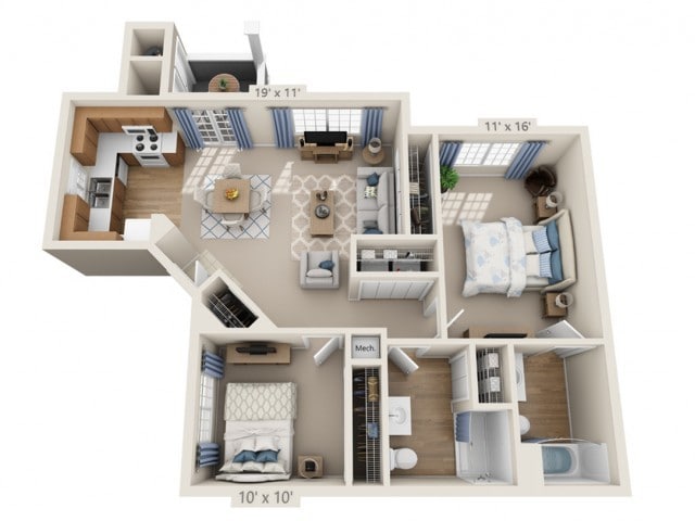 Floor plans are artist’s rendering. All dimensions are approximate. Actual product and specifications may vary in dimension or detail. Not all features are available in every apartment. Prices and availability are subject to change. - McCartney
