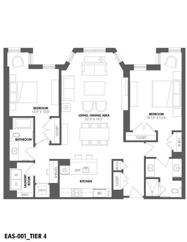 Floor Plan - 2 Bed/2 Bath