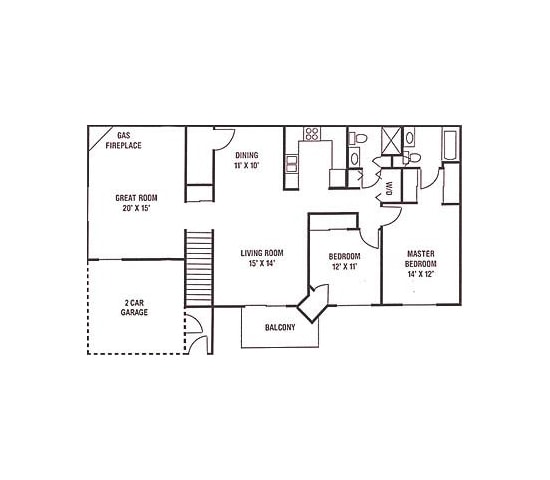 Floor Plan - M1 - UPPER CORNERSTONE TOWNHOME - 2 Bedroom, 2 ...