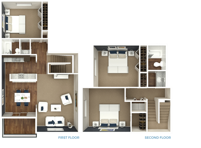 Three Bedroom Two Bathroom Townhome - Three Bedroom Two Bathroom