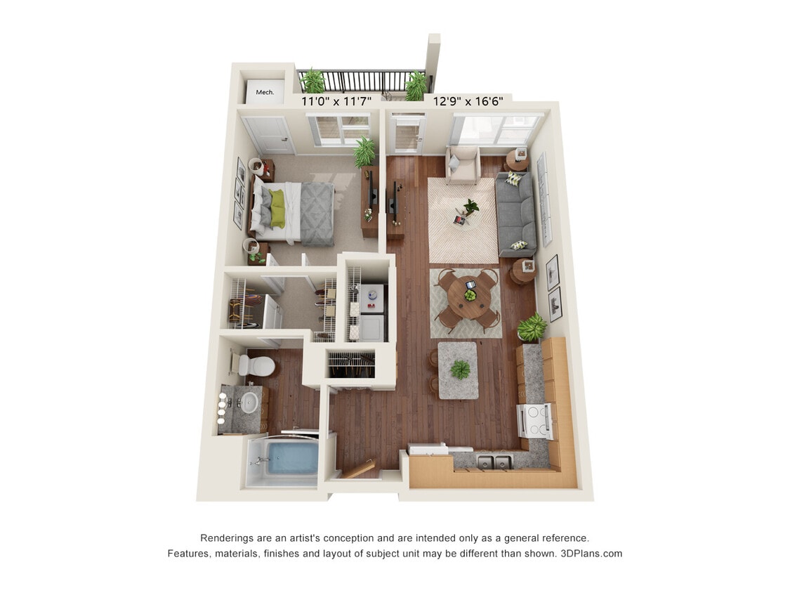 Floor Plan - One Bedroom - 1A