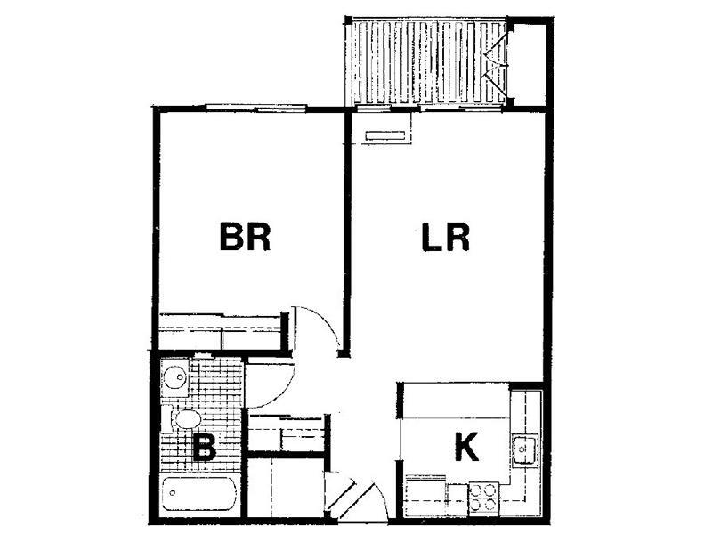Floor Plan - 1 Bedroom 1 Bath