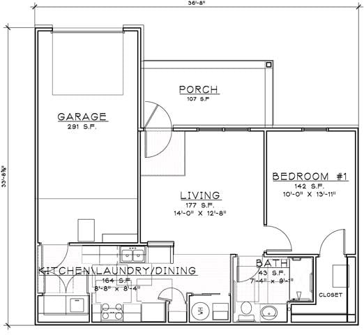 1BR/1BA - 1 Bedroom Unit