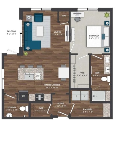 B12 | 1x1 | 931 sq ft - B12