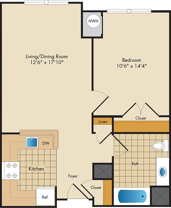 Floor Plan - The Ephesus 1Bed/1Bath