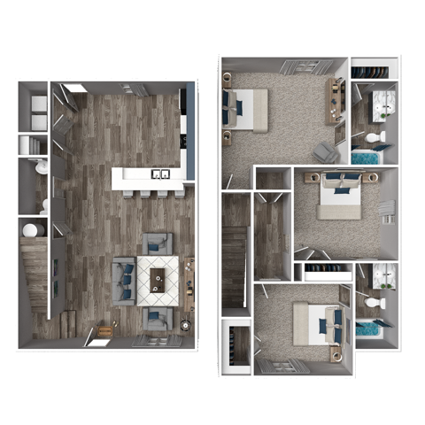 Three Bedroom - 3 Bedroom 2.5 Bath
