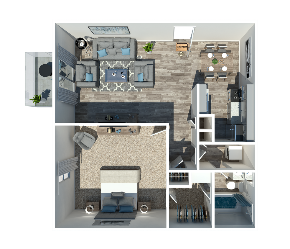 1-top view - 1 Bedroom