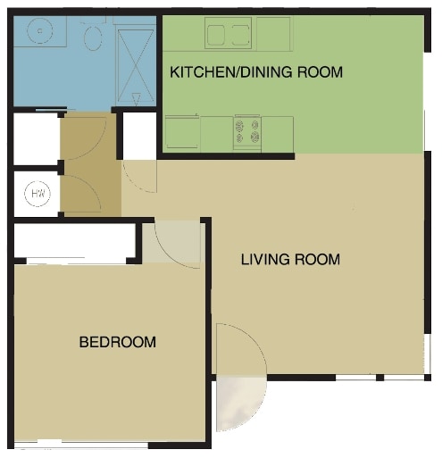 1BR/1BA - 1x1