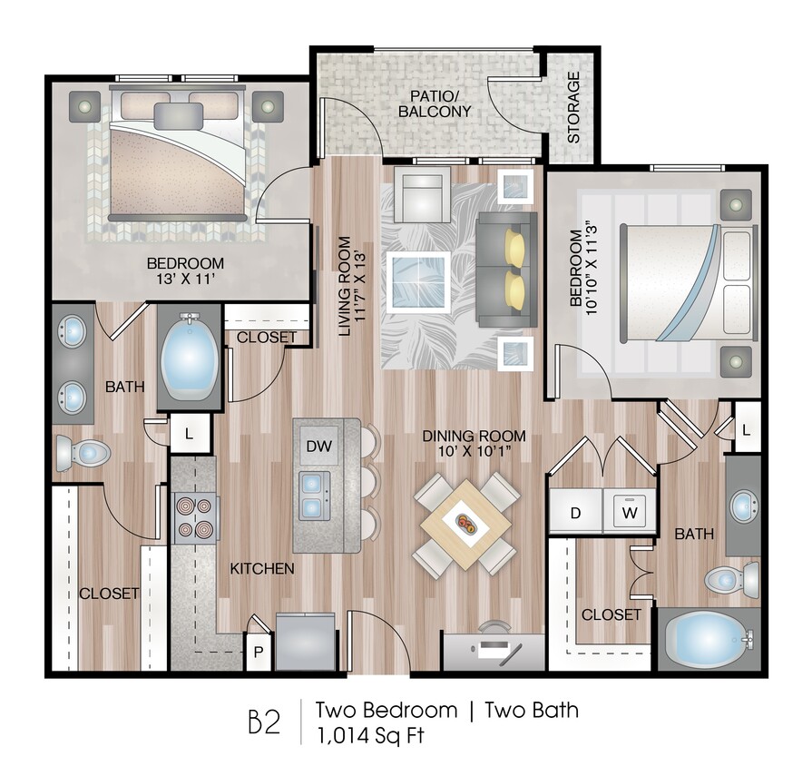 Floor Plan - 2 Bedroom - B2 & B3