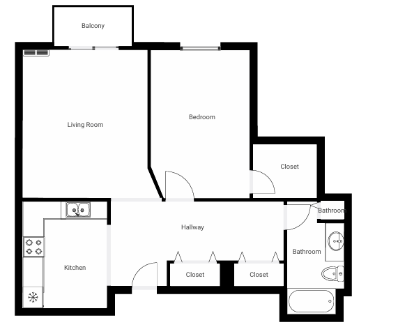 Floor Plan - 1 Bed Walk-In