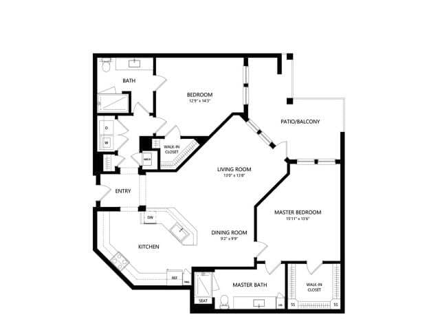 Floor plans are artist’s rendering. All dimensions are approximate. Actual product and specifications may vary in dimension or detail. Not all features are available in every apartment. Prices and availability are subject to change. - B4C