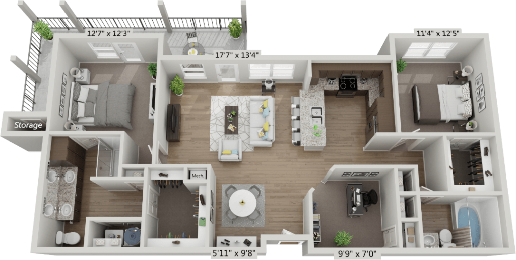 Floor Plan - B3 - Endeavor 2X2 Study