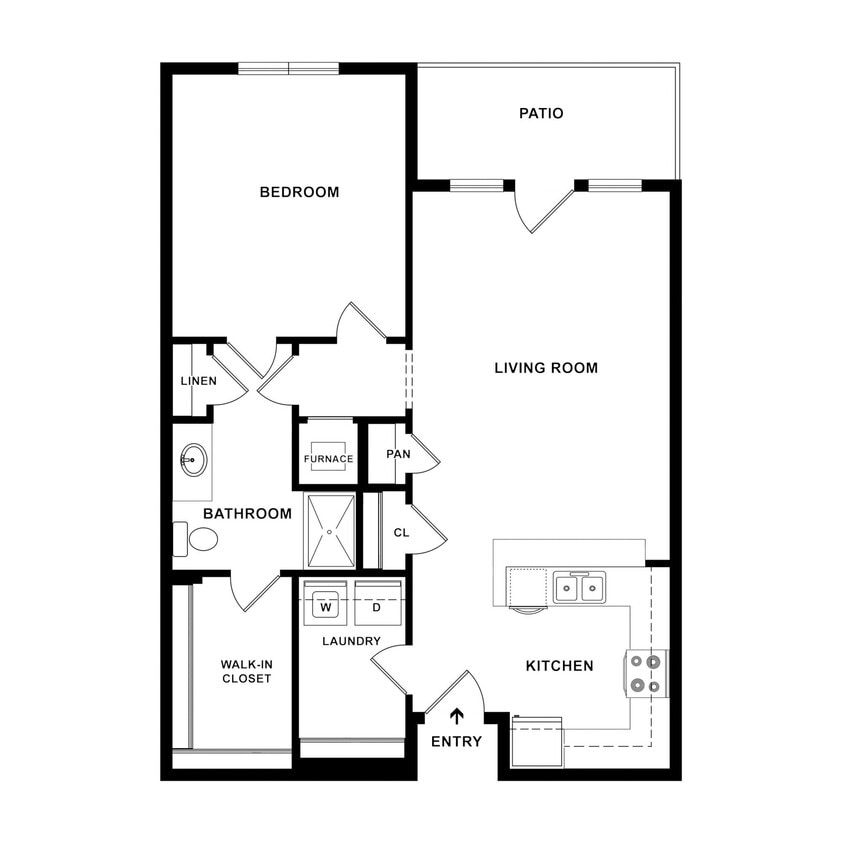 Floor Plan - 1 Bedroom Traditions